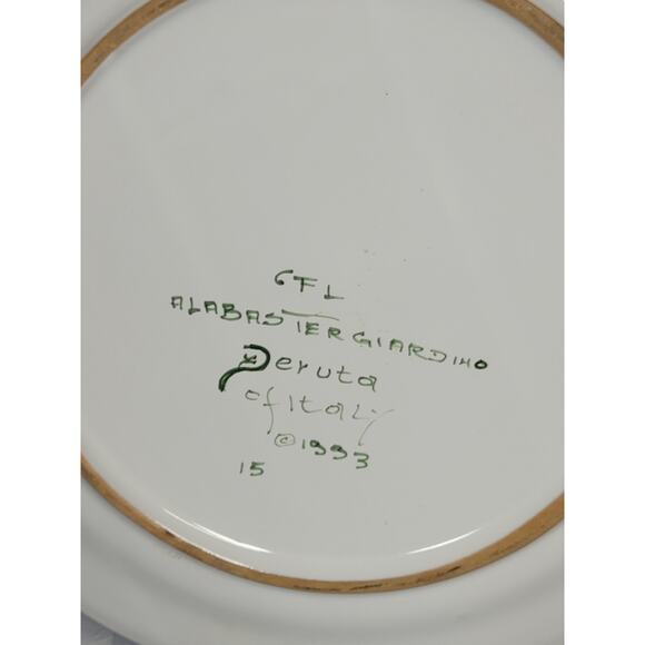 Vintage Alabaster Giardino Deruta Italy Charger Service Plate Topiary, Crazing - Picture 5 of 5